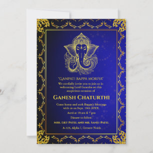 Invitación Elementos dorados de Ganesh Chaturthi Puja Roya