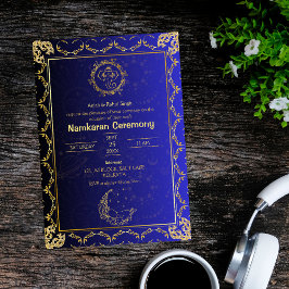 Invitación Elementos dorados de la ceremonia de nomenclatura 