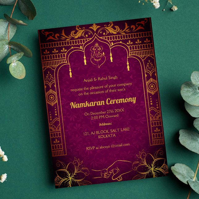Invitación Elementos dorados de la ceremonia de nomenclatura  (Subido por el creador)
