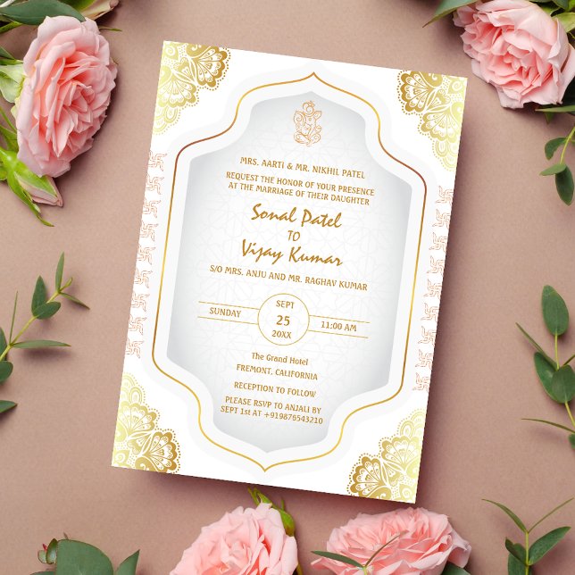 Invitación Elementos dorados del logo del Boda hindú Ganesha (Subido por el creador)