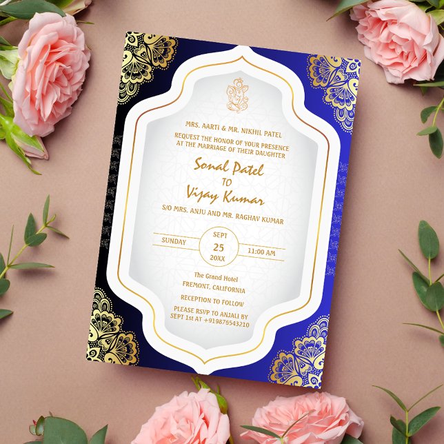 Invitación Elementos dorados del logo del Boda hindú Ganesha (Subido por el creador)