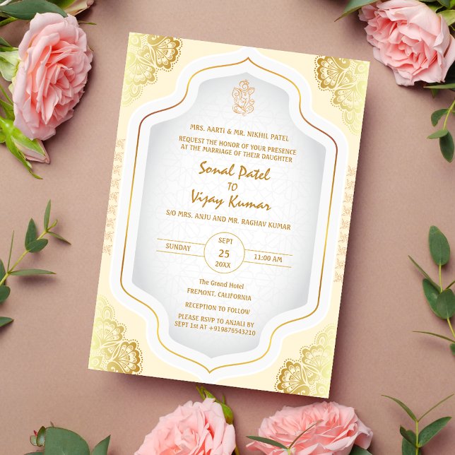 Invitación Elementos dorados del logo del Boda hindú Ganesha (Subido por el creador)