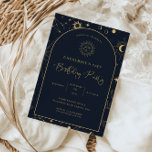 Invitación Elementos místicos celestes Starsign 21º cumpleaño<br><div class="desc">Diseñada para coordinar con nuestra Colección Mística Celestial, esta tarjeta de invitación de cumpleaños de personalizable única cuenta con magníficos elementos celestes dorados en un fondo marino oscuro. Para una personalización más avanzada de este diseño, por ejemplo, cambiar el diseño, el tamaño de letra o el tamaño del texto, haga...</div>