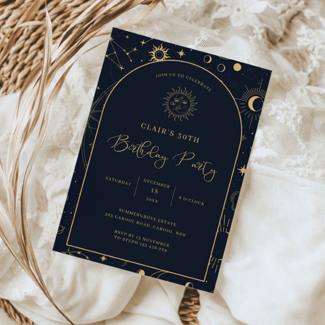 Invitación Elementos místicos celestes Starsign 30 cumpleaños (Subido por el creador)