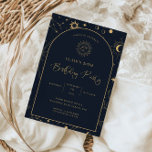 Invitación Elementos místicos celestes Starsign 30 cumpleaños<br><div class="desc">Diseñada para coordinar con nuestra Colección Mística Celestial, esta tarjeta de invitación de cumpleaños de personalizable única cuenta con magníficos elementos celestes dorados en un fondo marino oscuro. Para una personalización más avanzada de este diseño, por ejemplo, cambiar el diseño, el tamaño de letra o el tamaño del texto, haga...</div>