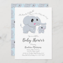 Invitación Elephant Baby Shower Blue Boy