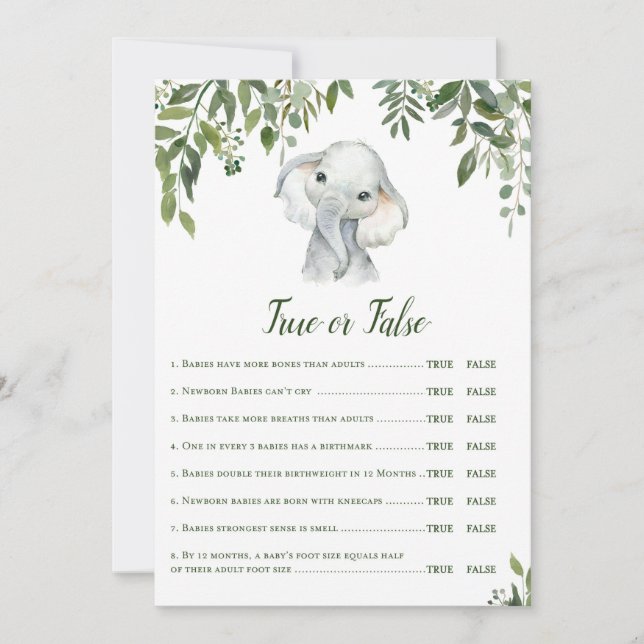 Invitación Elephant Baby Shower Game con respuesta de 5x7 siz (Anverso)