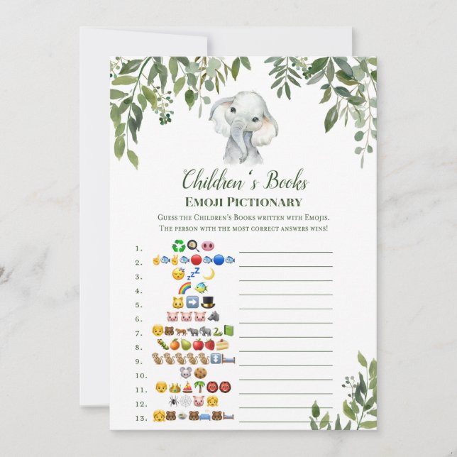 Invitación Elephant Baby Shower Game con respuesta de 5x7 siz (Anverso)