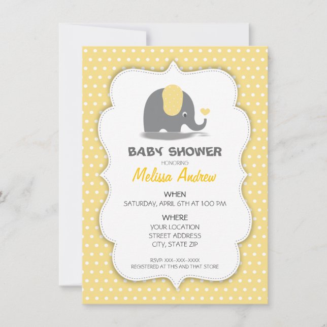 Invitación Elephant baby shower invitation (Anverso)
