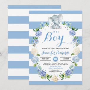 Invitación Elephant Baby Shower Invitation Boy Baby Shower