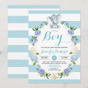 Invitación Elephant Baby Shower Invitation Boy Baby Shower