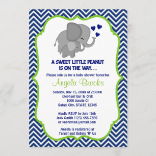 Invitación Elephant Baby Shower Invitó a la Armada Chevron