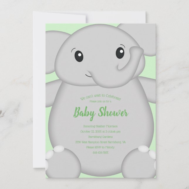 Invitación Elephant Baby Shower Safari (Anverso)