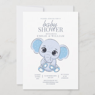 Invitación Elephant Baby Shower Simple Moderno Baby Shower