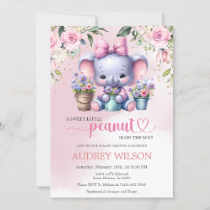 Invitación Elephant Baby Shower Sweet Little Peanut Garden