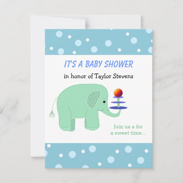 Invitación Elephant Balancing Act Baby Shower (Anverso)