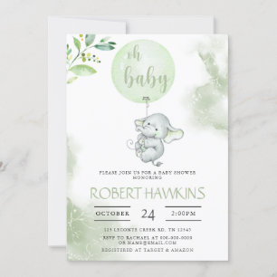 Invitación Elephant Balloon Baby Shower