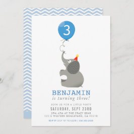 Invitación ELEPHANT & BALLOON lindo fiesta de cumpleaños invi