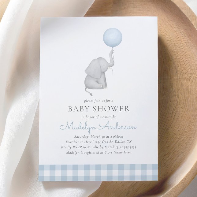 Invitación Elephant Blue Balloon Boy Baby Shower (Subido por el creador)