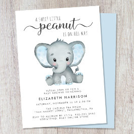 Invitación Elephant Blue Watercolor Baby Boy Shower