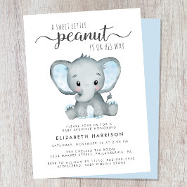 Invitación Elephant Blue Watercolor Bebé Sprinkle
