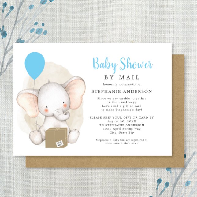Invitación Elephant Boy Baby Shower por correo (Subido por el creador)
