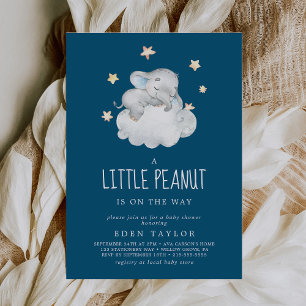 Invitación Elephant Boy   Navy Little Peanut Baby Shower
