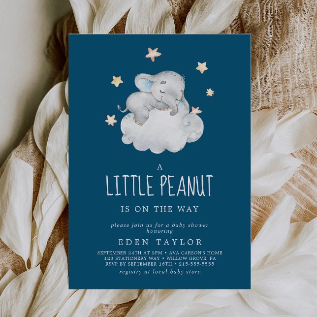 Invitación Elephant Boy | Navy Little Peanut Baby Shower (Subido por el creador)