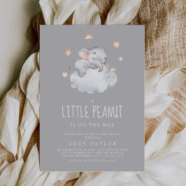 Invitación Elephant Chica | Baby Shower Gray Little Peanut