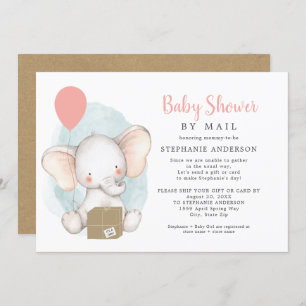Invitación Elephant Chica Baby Shower por correo