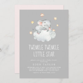 Invitación Elephant Chica | Gray Twinkle Twinkle Little Star