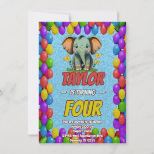 Invitación Elephant Cute Personalizada Cumpleaños Invitar a l