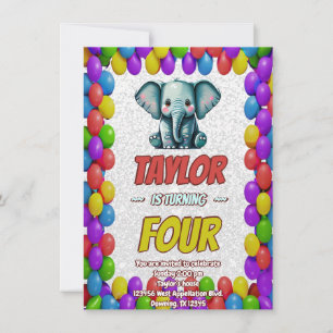 Invitación Elephant Cute Personalizada Cumpleaños Invitar a l