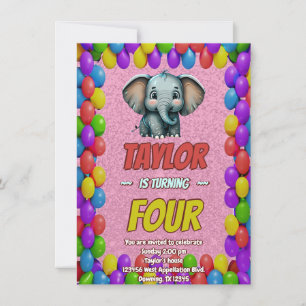 Invitación Elephant Cute Personalizada Cumpleaños Invitar a l