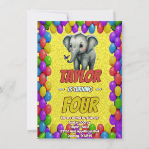 Invitación Elephant Cute Personalizada Cumpleaños Invitar a l