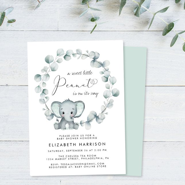 Invitación Elephant Eucalyptus Baby Shower (Subido por el creador)