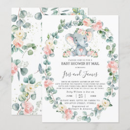 Invitación Elephant Floral Greenery Baby Shower por Mail Chic