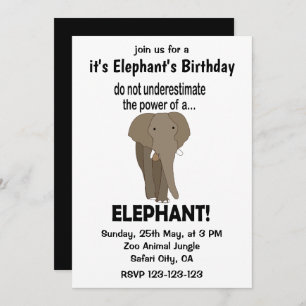 Invitación Elephant Funny Cute Elephant Cumpleaños
