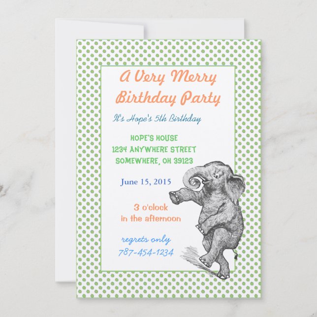 Invitación Elephant Giraffe Fiesta de cumpleaños invita a pun (Anverso)