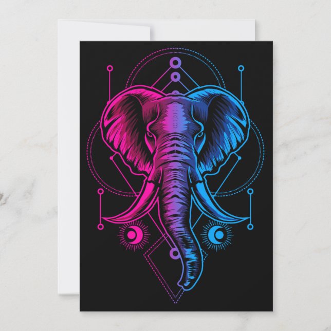 Invitación Elephant Head With Sacred Geometry (Anverso)