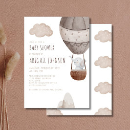 Invitación Elephant Hot Air Balloon Boho Baby Shower