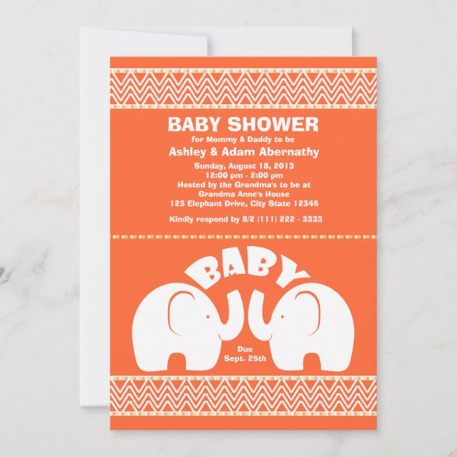 Invitación Elephant Jungle Baby Shower (Anverso)