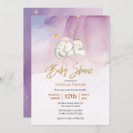 Invitación Elephant Little Star Watercolor Baby Shower