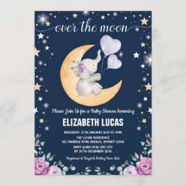 Invitación Elephant Moon Twinkle Little Stars Baby Shower