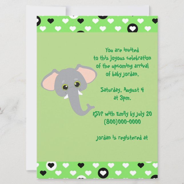 Invitación Elephant Safari Baby Shower (Anverso)