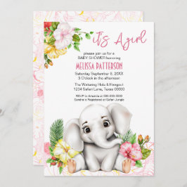 Invitación Elephant Safari Tropical Jungle Baby Shower