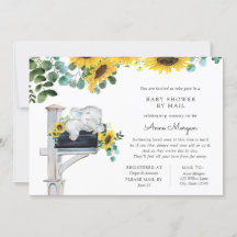 Elephant Sunflowers Baby Shower por correo