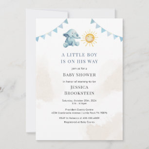 Invitación Elephant Sunshine Watercolor Baby Shower para niño