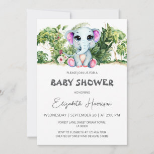 Invitación Elephant Theme Baby Shower