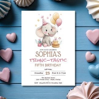 Invitación Elephant trunc-tastic kids birthday